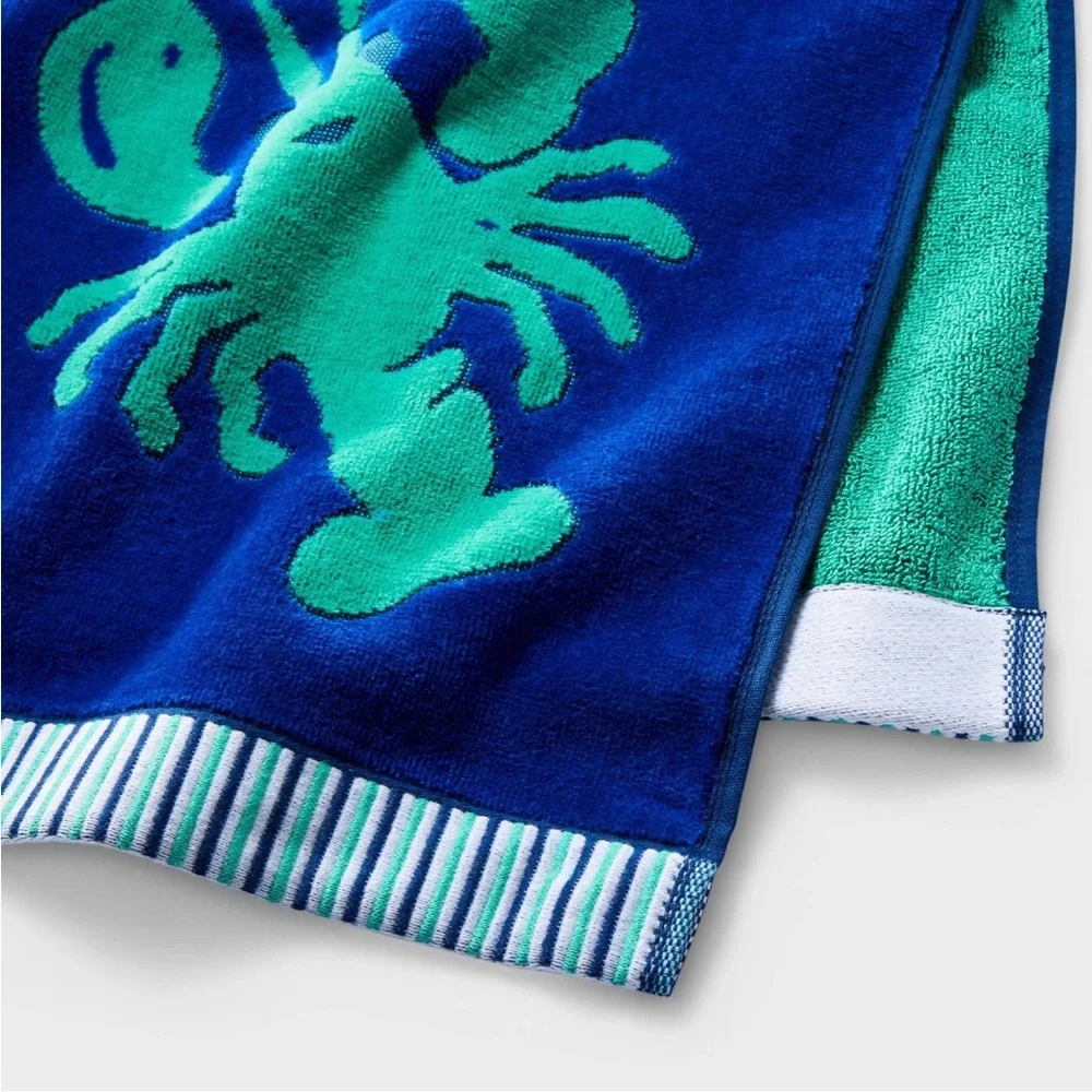 Roller rabbit x target lobsters beach towel —cobalt blue